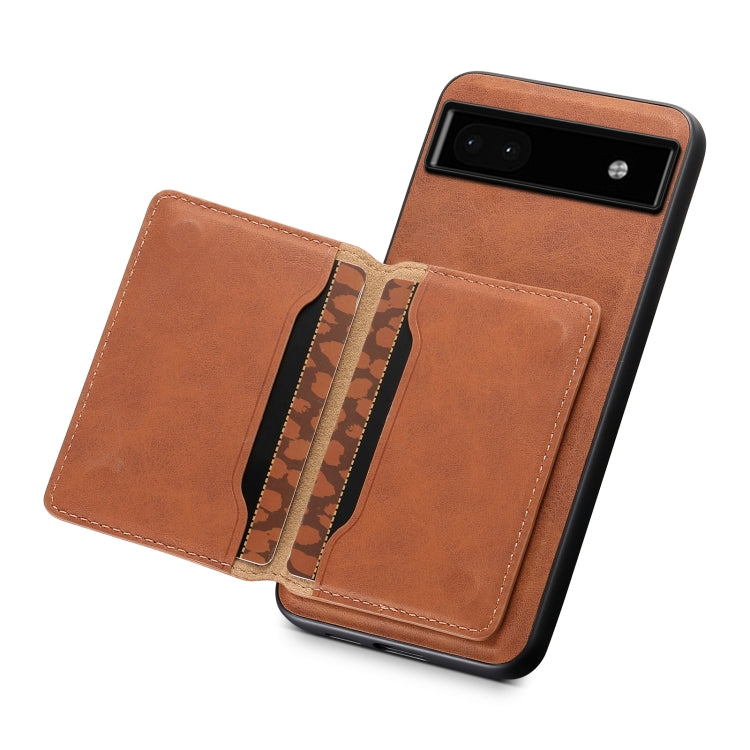 For Google Pixel 6a Denior D13 Retro Texture Leather MagSafe Card Bag Phone Case(Brown) - Google Cases by Denior | Online Shopping UK | buy2fix