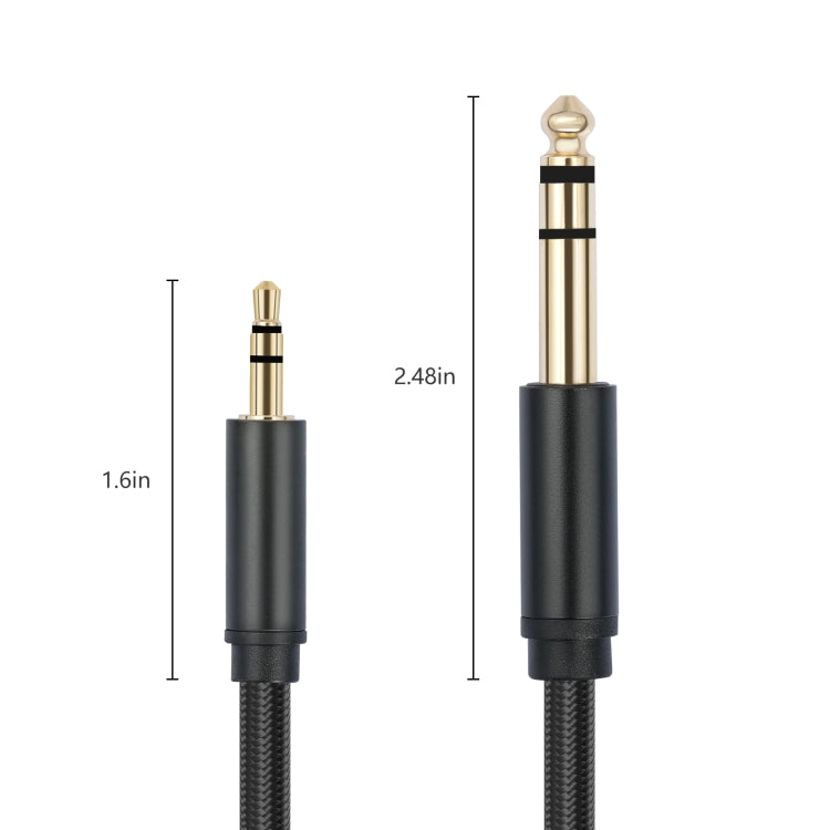 3662-3662BK 3.5mm Male to 6.35mm Male Stereo Amplifier Audio Cable, Length:2m(Black) - Microphone Audio Cable & Connector by buy2fix | Online Shopping UK | buy2fix