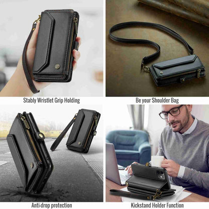 For iPhone 11 CaseMe C36 Card Slots Zipper Wallet RFID Anti-theft Leather Phone Case(Black) - iPhone 11 Cases by CaseMe | Online Shopping UK | buy2fix