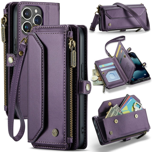 For iPhone 13 Pro CaseMe C36 Card Slots Zipper Wallet RFID Anti-theft Leather Phone Case(Purple) - iPhone 13 Pro Cases by CaseMe | Online Shopping UK | buy2fix