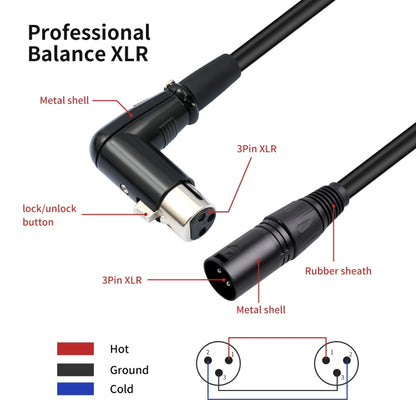 XK041L XLR 3pin Straight Male to Elbow Female Audio Cable, Length:10m(Black) - Microphone Audio Cable & Connector by buy2fix | Online Shopping UK | buy2fix