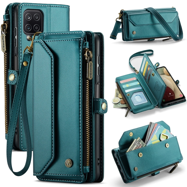 For Samsung Galaxy A12 5G CaseMe C36 Card Slots Zipper Wallet RFID Anti-theft Leather Phone Case(Blue-green) - Galaxy Phone Cases by CaseMe | Online Shopping UK | buy2fix