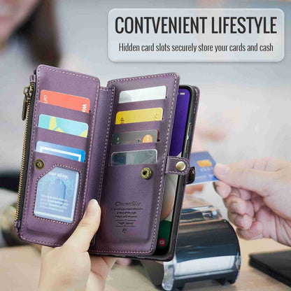 For Samsung Galaxy A22 5G CaseMe C36 Card Slots Zipper Wallet RFID Anti-theft Leather Phone Case(Purple) - Galaxy Phone Cases by CaseMe | Online Shopping UK | buy2fix