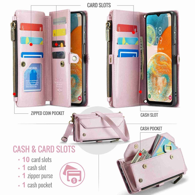 For Samsung Galaxy A23 CaseMe C36 Card Slots Zipper Wallet RFID Anti-theft Leather Phone Case(Pink) - Galaxy Phone Cases by CaseMe | Online Shopping UK | buy2fix