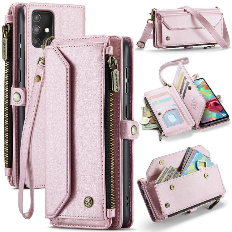 For Samsung Galaxy A71 4G CaseMe C36 Card Slots Zipper Wallet RFID Anti-theft Leather Phone Case(Pink) - Galaxy Phone Cases by CaseMe | Online Shopping UK | buy2fix