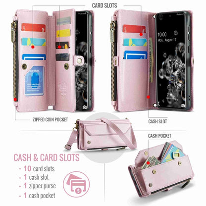 For Samsung Galaxy S20 Ultra CaseMe C36 Card Slots Zipper Wallet RFID Anti-theft Leather Phone Case(Pink) - Galaxy Phone Cases by CaseMe | Online Shopping UK | buy2fix