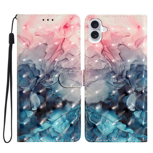 For iPhone 16 Plus 3D Pattern Leather Phone Case(3D Pink Blue Marble) - iPhone 16 Plus Cases by buy2fix | Online Shopping UK | buy2fix