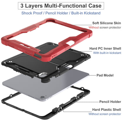 For iPad Air 11 2024 / Air 2022 10.9 Shockproof Silicone Hybrid PC Tablet Case with Holder(Black + Red) - iPad Air 11 2024 Cases by buy2fix | Online Shopping UK | buy2fix