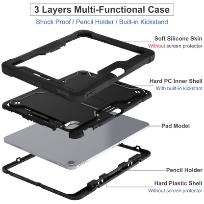 For iPad Air 11 2024 / Air 2022 10.9 Shockproof Silicone Hybrid PC Tablet Case with Holder(Black) - iPad Air 11 2024 Cases by buy2fix | Online Shopping UK | buy2fix