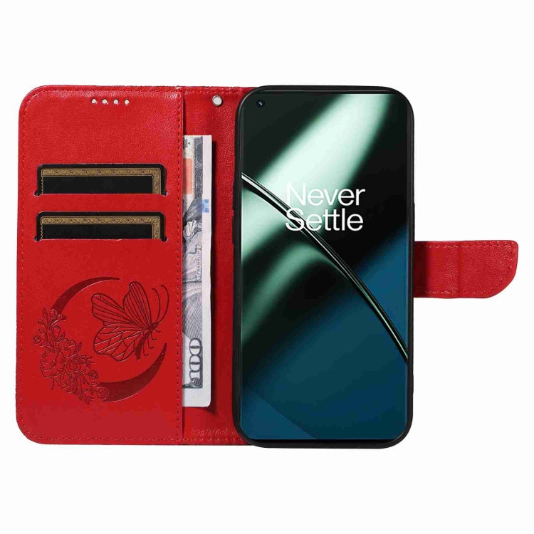 For OnePlus 11 5G Swallowtail Butterfly Embossed Leather Phone Case(Red) - OnePlus Cases by buy2fix | Online Shopping UK | buy2fix