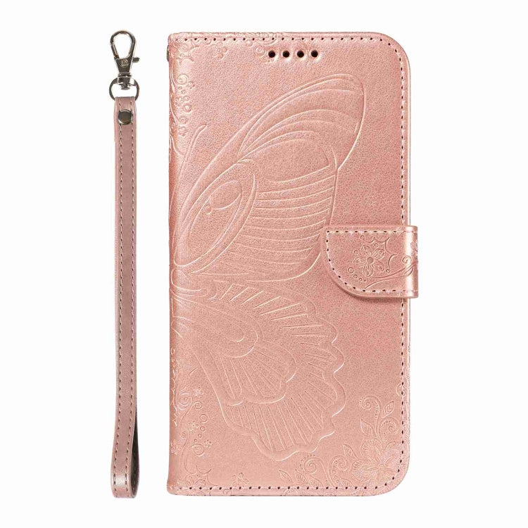 For Sony Xperia 10 VI 2024 Swallowtail Butterfly Embossed Leather Phone Case(Rose Gold) - Sony Cases by buy2fix | Online Shopping UK | buy2fix