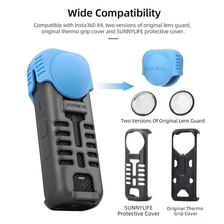 For Insta360 X4 Sunnylife Silicone Shockproof Case Lens Body Cover Kit(Blue) - Case & Bags by Sunnylife | Online Shopping UK | buy2fix