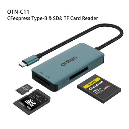 Onten C11 3 in 1 USB-C / Type-C to CFepress Type-B & SD & TF Card Reader(Pine Green) - Card Reader by Onten | Online Shopping UK | buy2fix