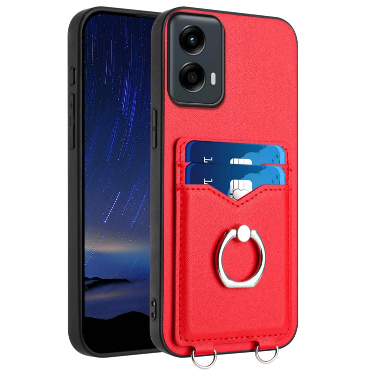 For Motorola Moto G Play 2024 5G R20 Ring Card Holder Phone Case(Red) - Motorola Cases by buy2fix | Online Shopping UK | buy2fix