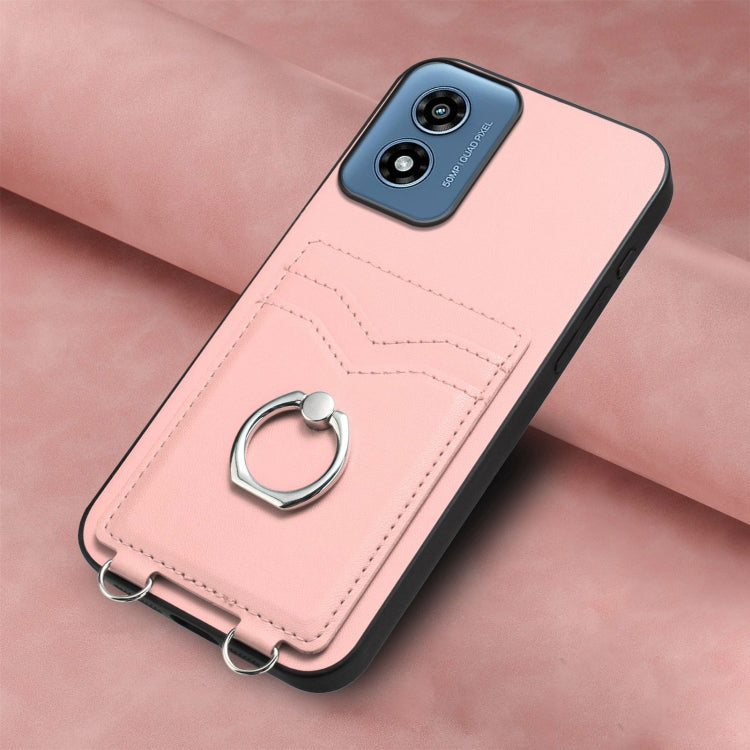 For Motorola Moto G Play 2024 4G R20 Ring Card Holder Phone Case(Pink) - Motorola Cases by buy2fix | Online Shopping UK | buy2fix