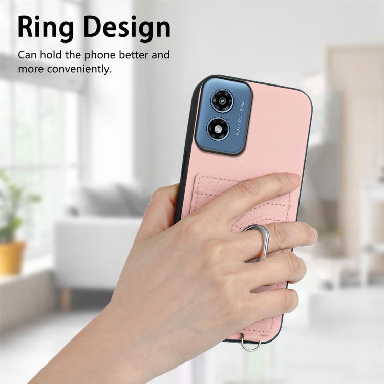 For Motorola Moto G Play 2024 4G R20 Ring Card Holder Phone Case(Pink) - Motorola Cases by buy2fix | Online Shopping UK | buy2fix