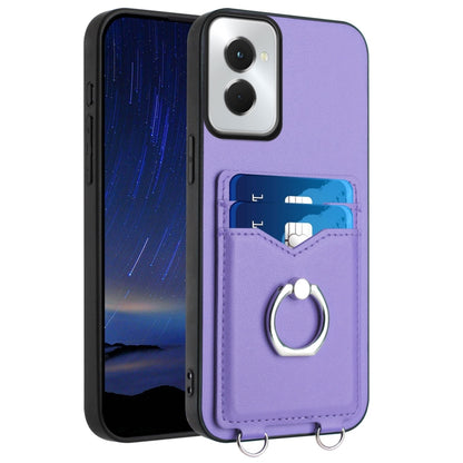 For Motorola Moto G Power 5G 2024 R20 Ring Card Holder Phone Case(Purple) - Motorola Cases by buy2fix | Online Shopping UK | buy2fix