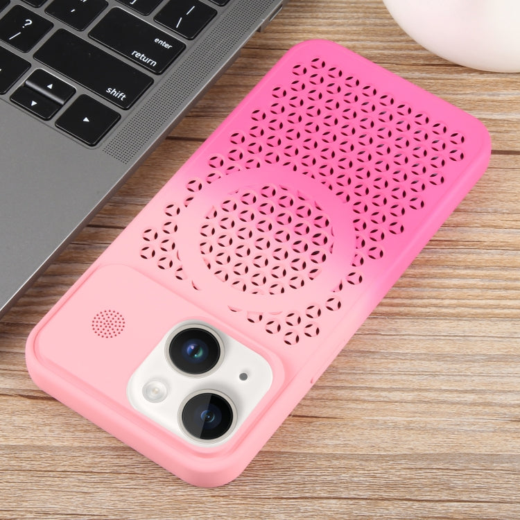 For iPhone 13 Gradient Color Honeycomb Aromatherapy MagSafe Phone Case(Pink+Rose Red) - iPhone 13 Cases by buy2fix | Online Shopping UK | buy2fix