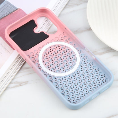 For iPhone 16 Plus Gradient Color Honeycomb Aromatherapy MagSafe Phone Case(Pink Blue) - iPhone 16 Plus Cases by buy2fix | Online Shopping UK | buy2fix