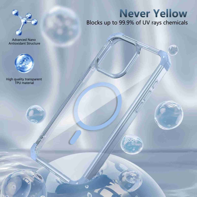 For iPhone 14 Transparent MagSafe Magnetic Phone Case(Blue) - iPhone 14 Cases by buy2fix | Online Shopping UK | buy2fix