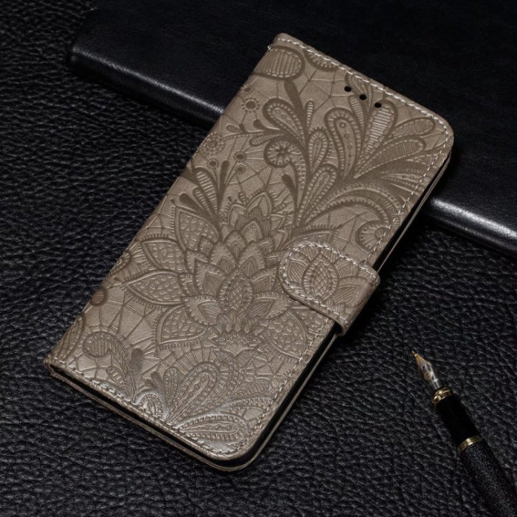 For Xiaomi Redmi K70 Lace Flower Embossing Flip Leather Phone Case(Grey) - K70 Cases by buy2fix | Online Shopping UK | buy2fix