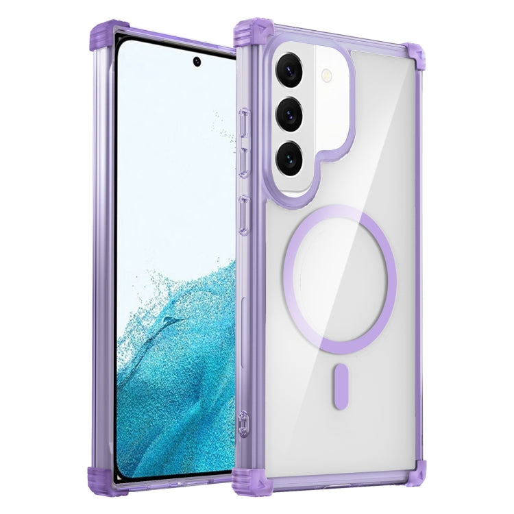 For Samsung Galaxy S22 5G Transparent MagSafe Magnetic Phone Case(Purple) - Galaxy S22 5G Cases by buy2fix | Online Shopping UK | buy2fix