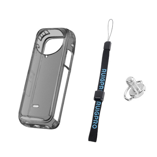 For Insta360 X4 Clear 1.5mm Soft TPU Protective Case With Hand Strap(Clear Black) - Case & Bags by buy2fix | Online Shopping UK | buy2fix