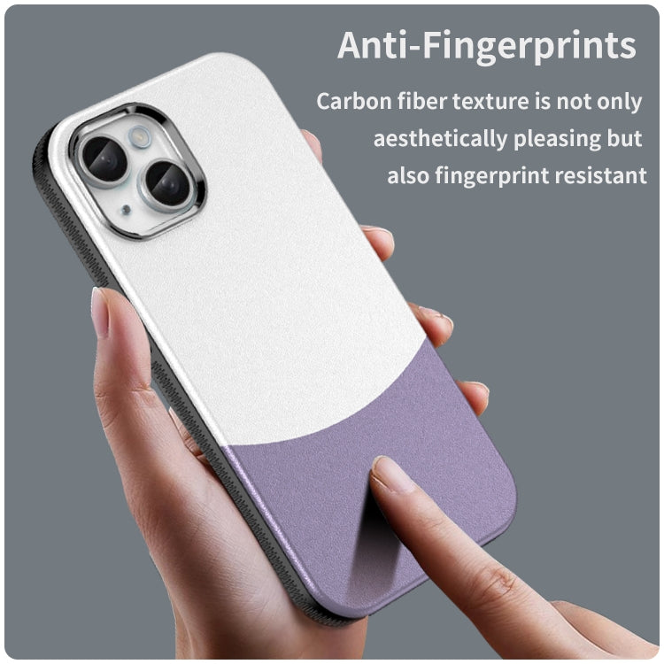 For iPhone 16 Leather Texture MagSafe Magnetic TPU + PC Phone Case(Light Purple) - iPhone 16 Cases by buy2fix | Online Shopping UK | buy2fix