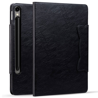 For Samsung Galaxy Tab S9+ / S8+ / S7+ Cat Buckle Leather Smart Tablet Case(Black) - Galaxy Tab S9+ Cases by buy2fix | Online Shopping UK | buy2fix