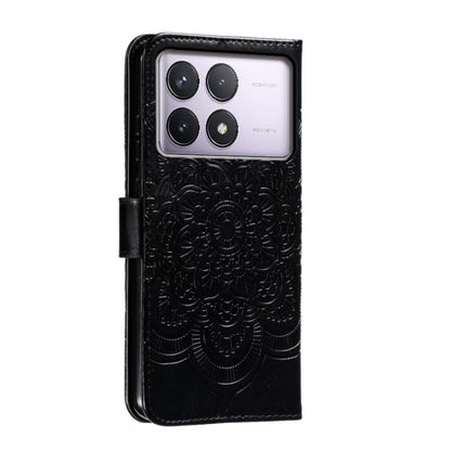 For Xiaomi Redmi K70 Sun Mandala Embossing Pattern Phone Leather Case(Black) - K70 Cases by buy2fix | Online Shopping UK | buy2fix