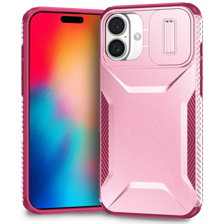 For iPhone 16 Sliding Camshield Phone Case(Pink + Rose Red) - iPhone 16 Cases by buy2fix | Online Shopping UK | buy2fix