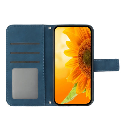 For Samsung Galaxy S25+ 5G Skin Feel Sun Flower Embossed Flip Leather Phone Case with Lanyard(Inky Blue) - Galaxy S25+ 5G Cases by buy2fix | Online Shopping UK | buy2fix