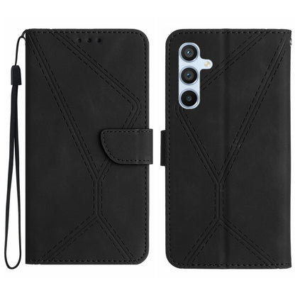 For Samsung Galaxy S25 5G Stitching Embossed Leather Phone Case(Black) - Galaxy S25 5G Cases by buy2fix | Online Shopping UK | buy2fix