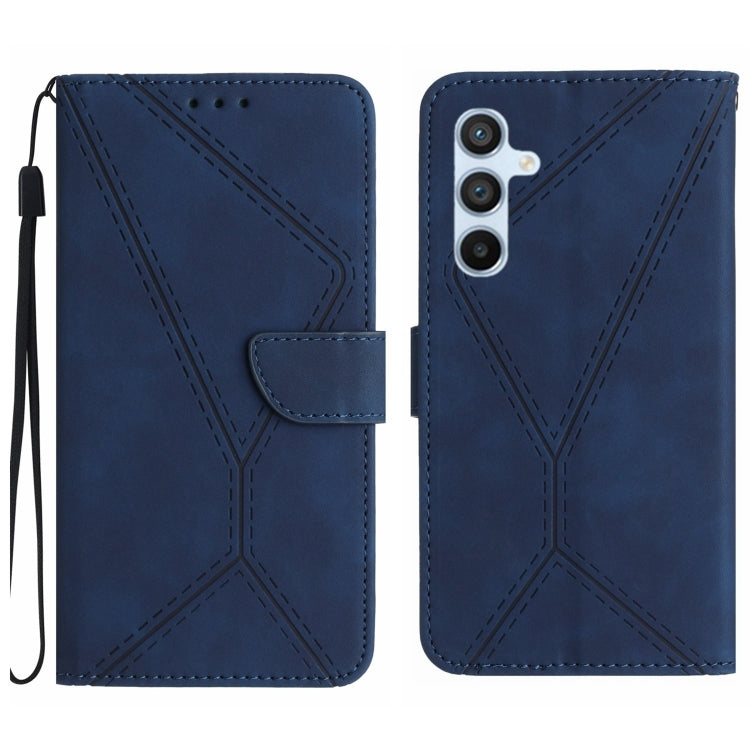 For Samsung Galaxy S25+ 5G Stitching Embossed Leather Phone Case(Blue) - Galaxy S25+ 5G Cases by buy2fix | Online Shopping UK | buy2fix