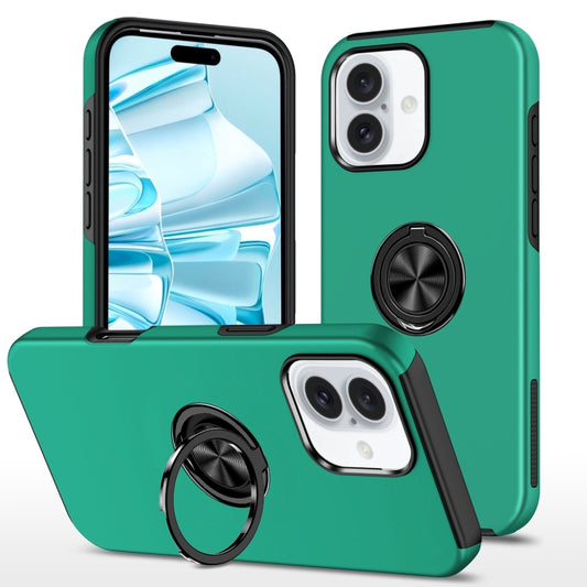 For iPhone 16 Plus Magnetic Ring Holder Phone Case(Dark Green) - iPhone 16 Plus Cases by buy2fix | Online Shopping UK | buy2fix