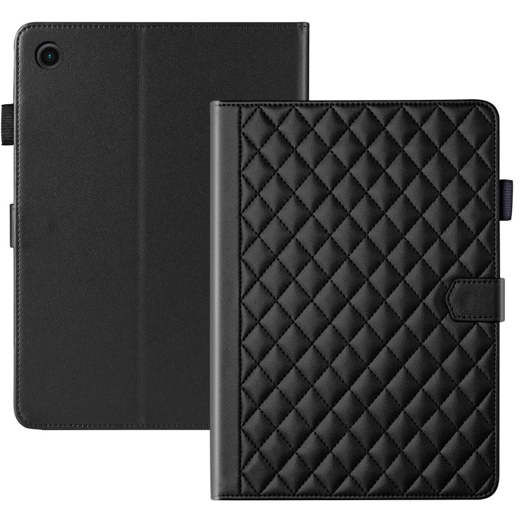 For Samsung Galaxy Tab A9+ Rhombus Lattice Leather Tablet Case(Black) - Galaxy Tab A9+ by buy2fix | Online Shopping UK | buy2fix