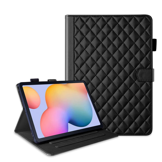 For Samsung Galaxy Tab S6 Lite 2024 Rhombus Lattice Leather Tablet Case(Black) - Tab S6 Lite P610 / P615 by buy2fix | Online Shopping UK | buy2fix