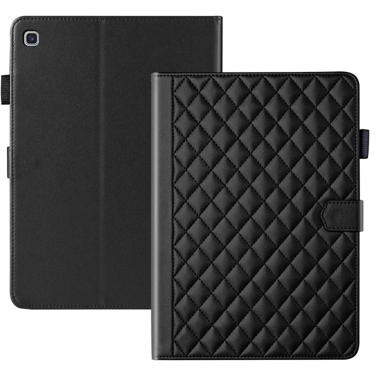 For Samsung Galaxy Tab S6 Lite 2024 Rhombus Lattice Leather Tablet Case(Black) - Tab S6 Lite P610 / P615 by buy2fix | Online Shopping UK | buy2fix