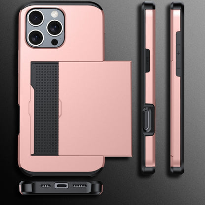 For iPhone 16 Plus Shockproof Armor Phone Case with Card Slot(Rose Gold) - iPhone 16 Plus Cases by buy2fix | Online Shopping UK | buy2fix