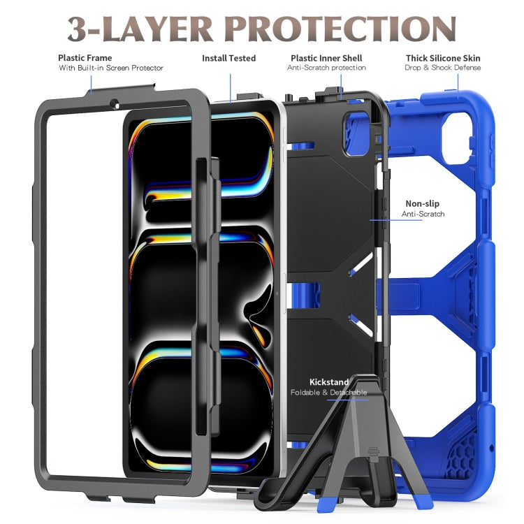 For iPad Pro 11 2024 Colorful Silicone Heavy Duty Hybrid PC Tablet Case(Dark Blue) - iPad Pro 11 2024 Cases by buy2fix | Online Shopping UK | buy2fix