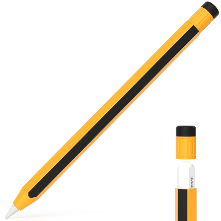 For Apple Pencil 2 / Pencil Pro Colorful Pencil Style Stylus Silicone Protective Case(Yellow Black) - Pencil Accessories by buy2fix | Online Shopping UK | buy2fix