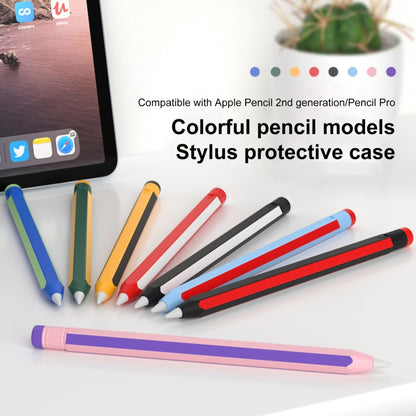 For Apple Pencil 2 / Pencil Pro Colorful Pencil Style Stylus Silicone Protective Case(Yellow Black) - Pencil Accessories by buy2fix | Online Shopping UK | buy2fix