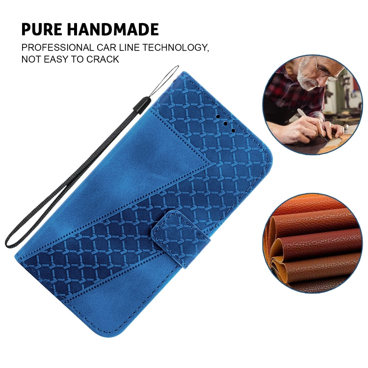 For Xiaomi Redmi K70 / K70 Pro Seven-shaped Embossed Leather Phone Case(Blue) - K70 Cases by buy2fix | Online Shopping UK | buy2fix