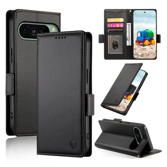 For Google Pixel 9 Side Buckle Magnetic Frosted Leather Phone Case(Black) - Google Cases by buy2fix | Online Shopping UK | buy2fix