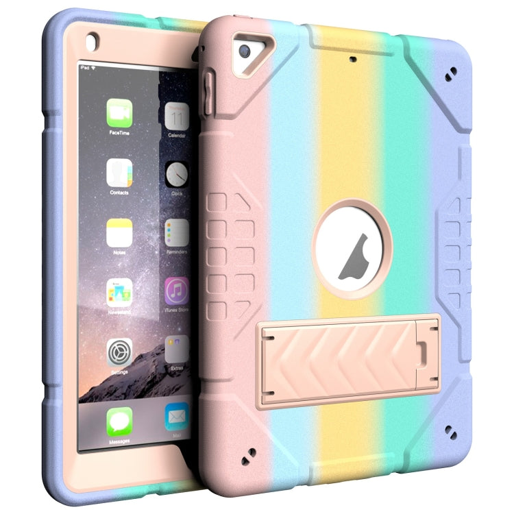 For iPad 9.7 2018 / Air / Air 2 Armor Holder Silicone Hybrid PC Tablet Case(Gradient Color Gold) - iPad 9.7 (2018) & (2017) Cases by buy2fix | Online Shopping UK | buy2fix