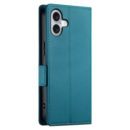 For iPhone 16 Plus Side Buckle Magnetic Frosted Leather Phone Case(Blue) - iPhone 16 Plus Cases by buy2fix | Online Shopping UK | buy2fix