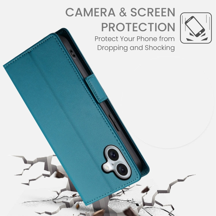 For iPhone 16 Plus Side Buckle Magnetic Frosted Leather Phone Case(Blue) - iPhone 16 Plus Cases by buy2fix | Online Shopping UK | buy2fix