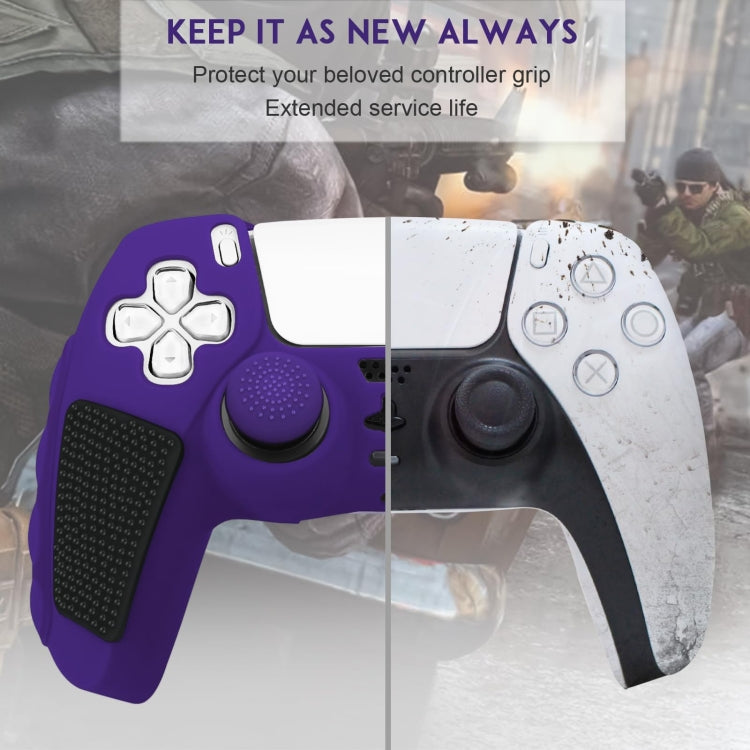 For Sony PS5 Splicing Color Silicone Gamepad Protective Case with Rocker Caps(Purple Black) - Cases by buy2fix | Online Shopping UK | buy2fix