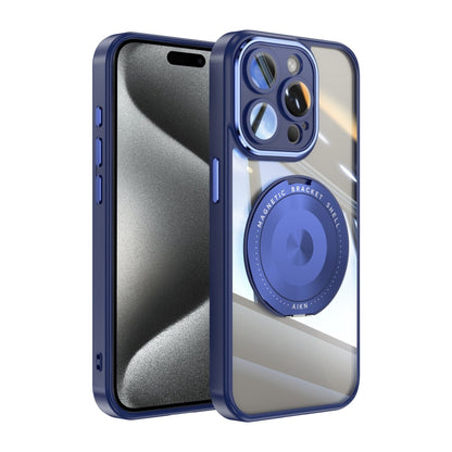 For iPhone 15 Pro 360 Holder Magsafe Acrylic Hybrid TPU Phone Case(Blue) - iPhone 15 Pro Cases by buy2fix | Online Shopping UK | buy2fix