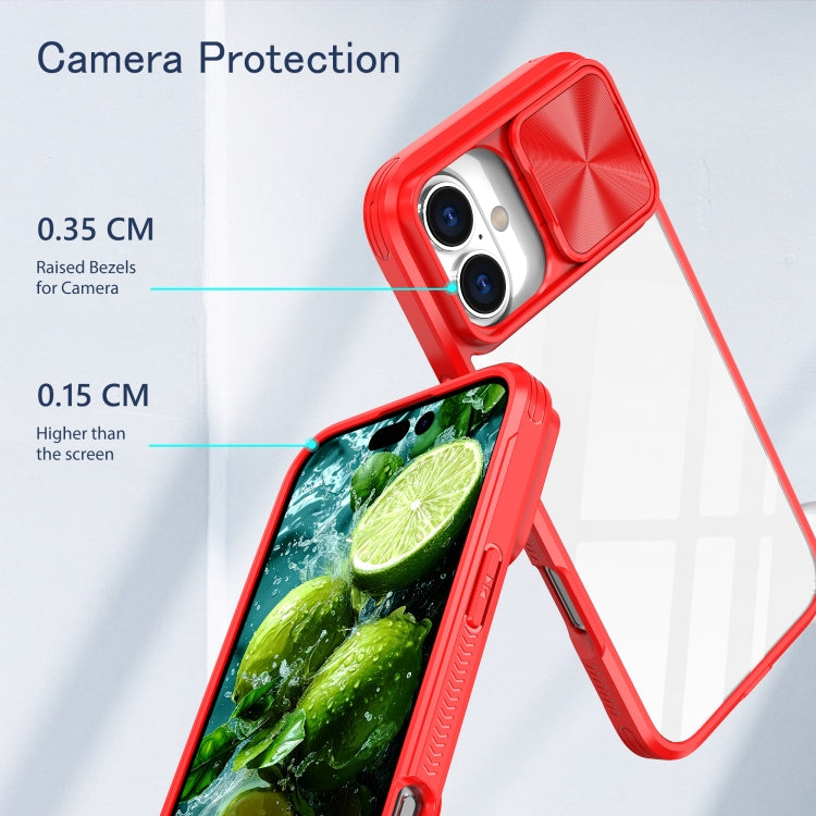 For iPhone 16 Pro Sliding Camshield Acrylic Hybrid TPU Phone Case(Red) - iPhone 16 Pro Cases by buy2fix | Online Shopping UK | buy2fix